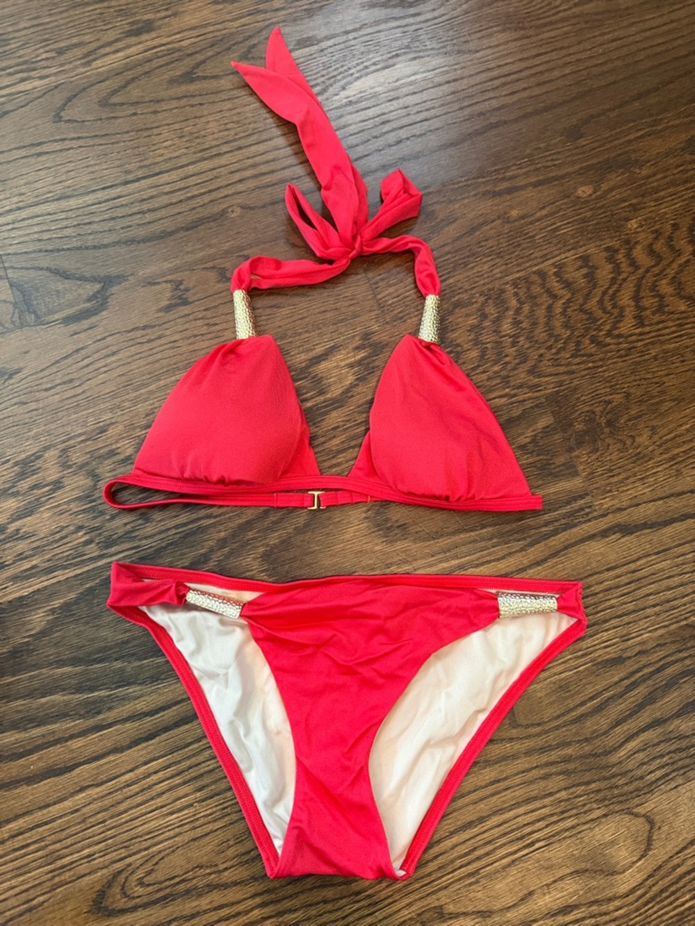 Victoria's Secret Red Bikini Set with Gold Accents